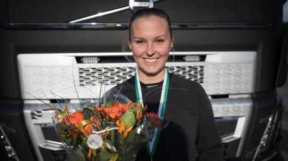 Felicia Bendroth som går sista året på inriktning transport på Malenagymnasiet i Sjöbo vann dagens kvaltävling.