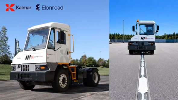 Bild p&aring; Kalmar Ottawa T2 Terminal Tractor och Elonroads laddl&ouml;sning