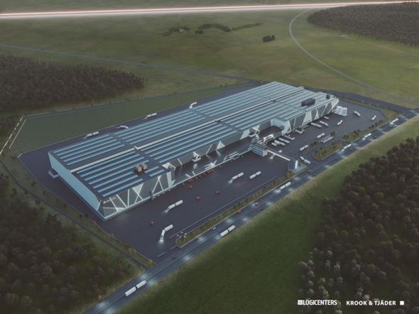 Visionsbild över Dagabs nya logistikcenter i Bålsta (bilden är en illustration).
