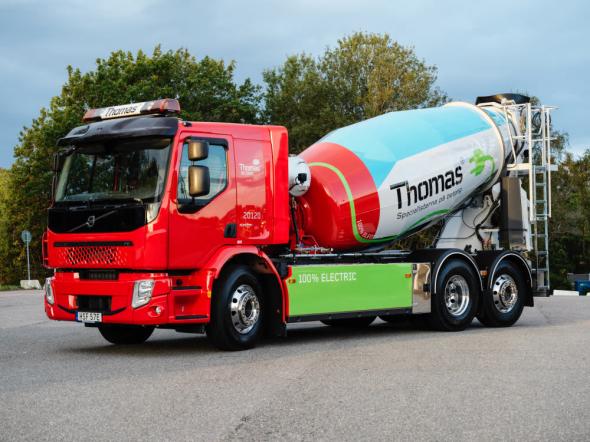 Thomas Concrete Groups nya fossilfria fordon Volvo FE Electric, från Volvo Lastvagnar.