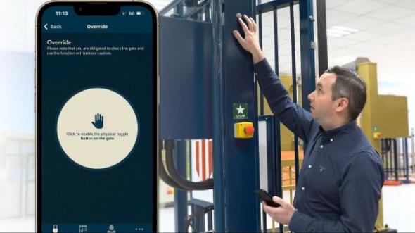 Demex patenterade l&ouml;sning &rdquo;Knapp och app&rdquo;, d&auml;r manuell grindstyrning kombineras med digital beh&ouml;righetskontroll.