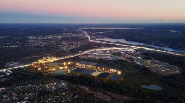 Vid Bårhultsmotet i Härryda, norr om Landvettersjön och riksväg 40, planeras logistiknavet Link40 (bilden är en illustration).