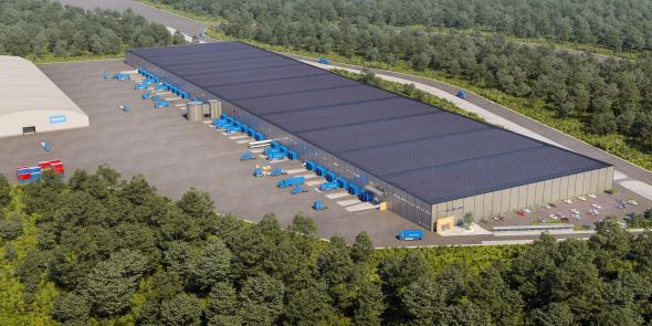 Visionsbild över Postnord logistikfastighet i Norrköping.